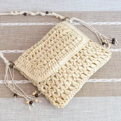 Elena Handbags Boho Straw Square Messenger Purse with Tassel