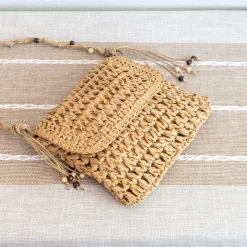 Elena Handbags Boho Straw Square Messenger Purse with Tassel