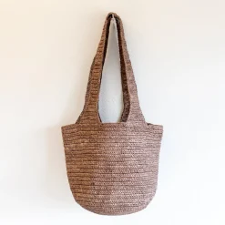 Elena Handbags Brown Raffia Summer Beach Straw Shoulder Tote Bag