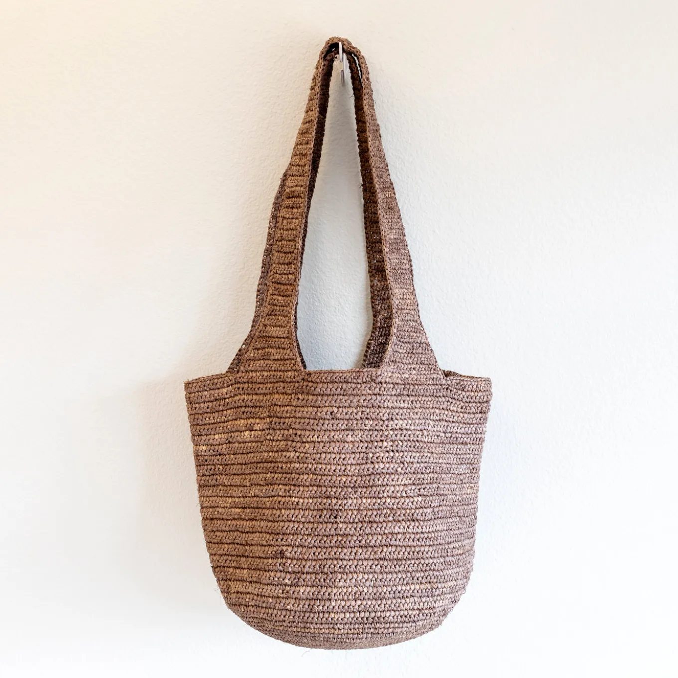 Elena Handbags Brown Raffia Summer Beach Straw Shoulder Tote Bag