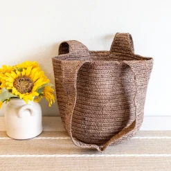 Elena Handbags Brown Raffia Summer Beach Straw Shoulder Tote Bag
