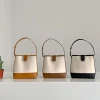 Elena Handbags Canvas Bucket Bag with Leather Accent