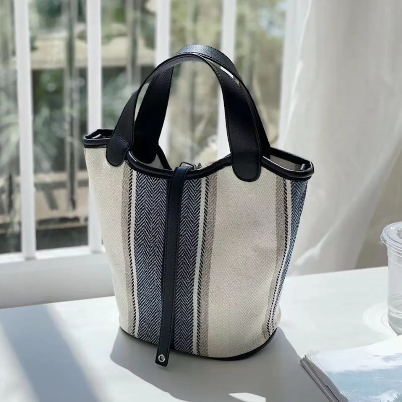 Elena Handbags Canvas Bucket Purse