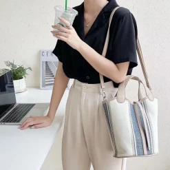 Elena Handbags Canvas Bucket Purse