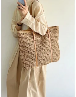 Elena Handbags Chic Large Straw Woven Summer Bag