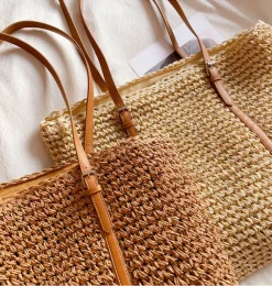 Elena Handbags Chic Large Straw Woven Summer Bag