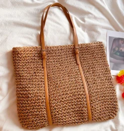 Elena Handbags Chic Large Straw Woven Summer Bag