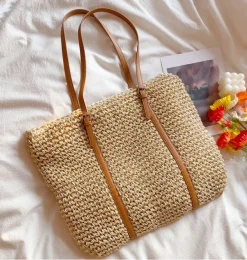 Elena Handbags Chic Large Straw Woven Summer Bag