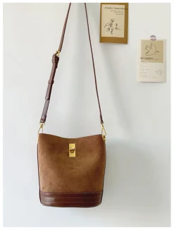 Elena Handbags Chic Leather Bucket Bag