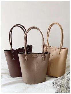 Elena Handbags Chic Leather Bucket Bag