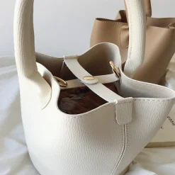 Elena Handbags Chic Leather Bucket Bag