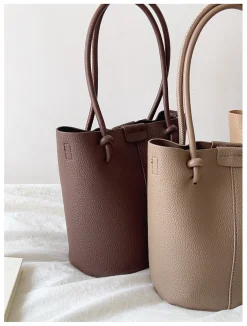 Elena Handbags Chic Leather Bucket Bag