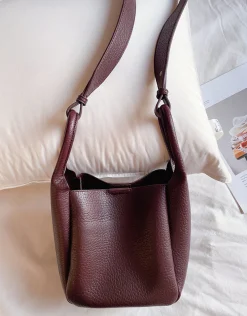 Elena Handbags Chic Leather Bucket Bag