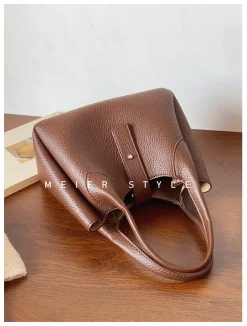 Elena Handbags Chic Leather Bucket Bag