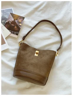 Elena Handbags Chic Leather Bucket Bag