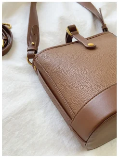 Elena Handbags Chic Leather Bucket Bag
