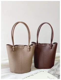 Elena Handbags Chic Leather Bucket Bag