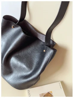 Elena Handbags Chic Leather Bucket Bag