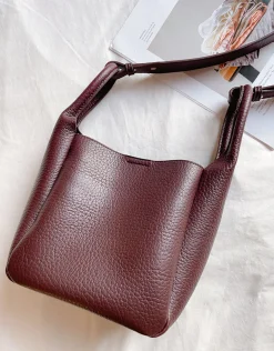 Elena Handbags Chic Leather Bucket Bag