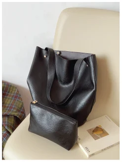 Elena Handbags Chic Leather Bucket Bag