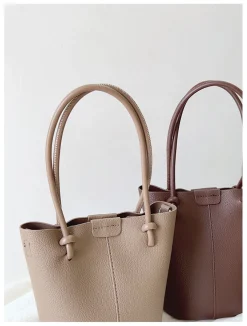 Elena Handbags Chic Leather Bucket Bag