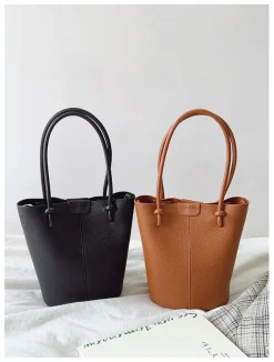 Elena Handbags Chic Leather Bucket Bag