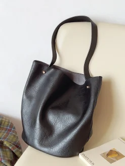Elena Handbags Chic Leather Bucket Bag