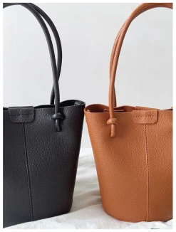 Elena Handbags Chic Leather Bucket Bag