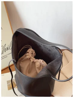Elena Handbags Chic Leather Bucket Bag