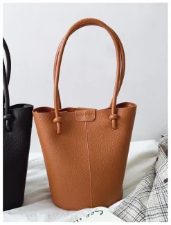 Elena Handbags Chic Leather Bucket Bag