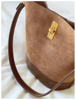 Elena Handbags Chic Leather Bucket Bag