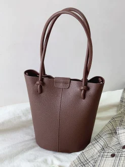 Elena Handbags Chic Leather Bucket Bag