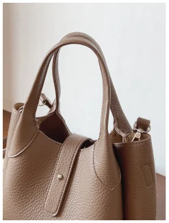 Elena Handbags Chic Leather Bucket Bag