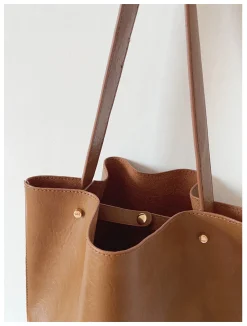 Elena Handbags Chic Leather Bucket Bag