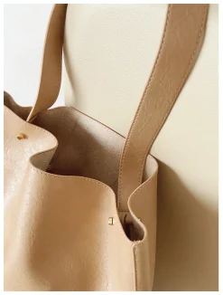 Elena Handbags Chic Leather Bucket Bag