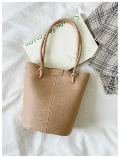 Elena Handbags Chic Leather Bucket Bag