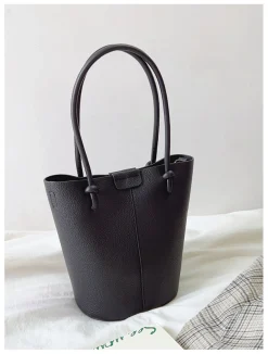 Elena Handbags Chic Leather Bucket Bag