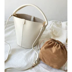 Elena Handbags Chic Leather Bucket Bag