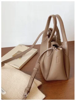Elena Handbags Chic Leather Bucket Bag