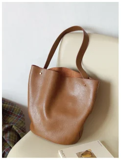 Elena Handbags Chic Leather Bucket Bag
