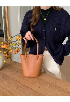 Elena Handbags Chic Leather Bucket Bag
