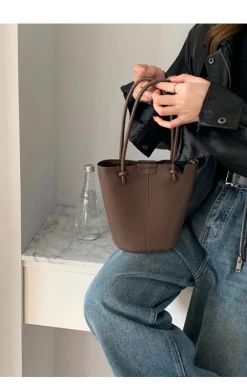 Elena Handbags Chic Leather Bucket Bag