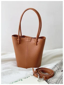 Elena Handbags Chic Leather Bucket Bag