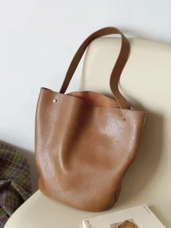 Elena Handbags Chic Leather Bucket Bag