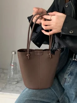Elena Handbags Chic Leather Bucket Bag