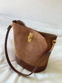 Elena Handbags Chic Leather Bucket Bag