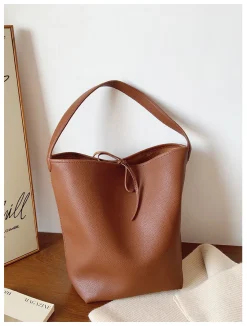 Elena Handbags Chic Leather Bucket Bag