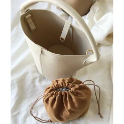 Elena Handbags Chic Leather Bucket Bag