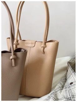 Elena Handbags Chic Leather Bucket Bag
