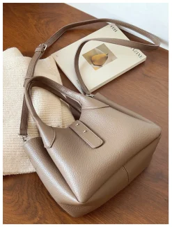 Elena Handbags Chic Leather Bucket Bag